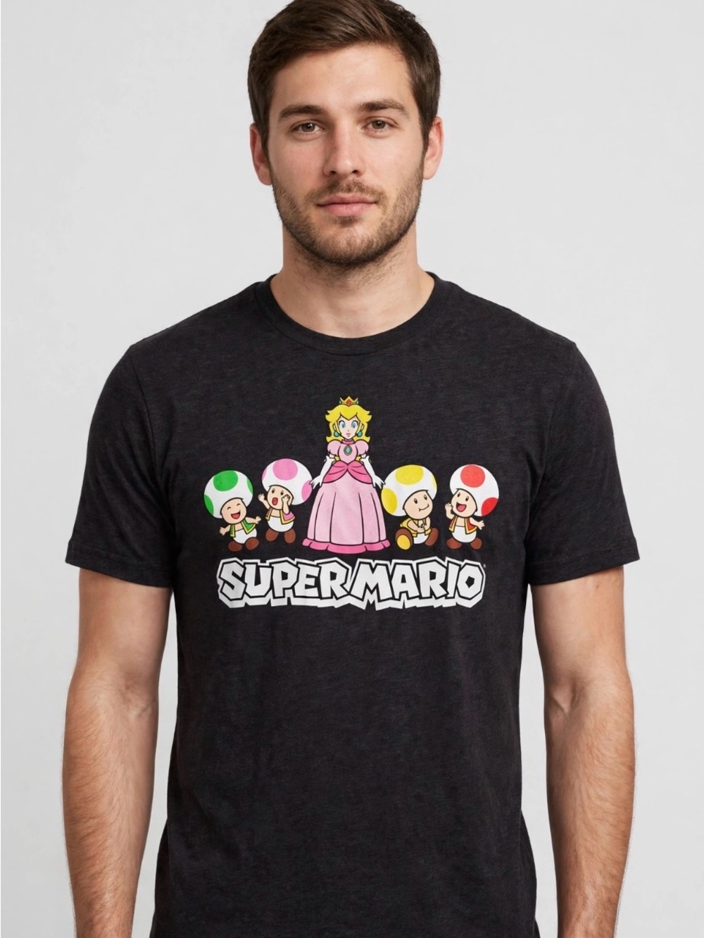 Hybrid Apparel Black Super Mario Princess Peach & Toads Short Sleeve Tee